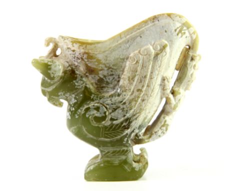 A Chinese archaic form jade wine cup, H. 7cm.