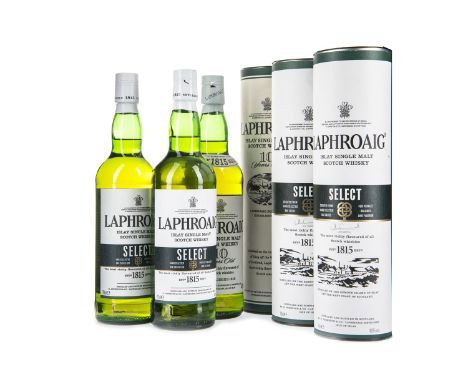 LAPHROAIG SELECT (2) Single Malt Scotch Whisky 70cl, 40% volume, in tube. LAPHROAIG 10 YEARS OLD Single Malt Scotch Whisky 70