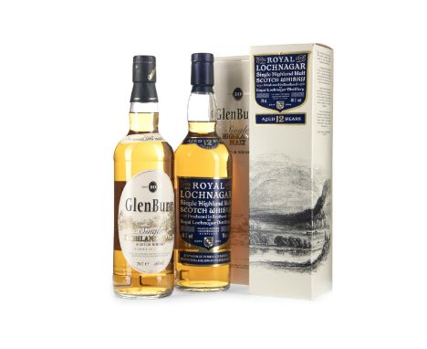 ROYAL LOCHNAGAR AGED 12 YEARS Single Malt Scotch Whisky 70cl, 40% volume, in carton. GLENBURN AGED 10 YEARS Single Malt Scotc