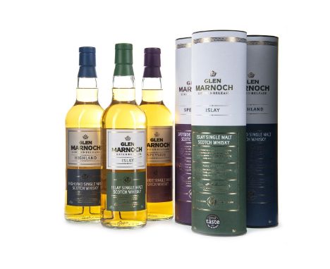 GLEN MARNOCH HIGHLAND Single Malt Scotch Whisky 70cl, 40% volume, in tube GLEN MARNOCH ISLAY Single Malt Scotch Whisky 70cl, 