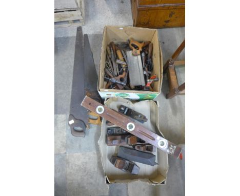 Two boxes of vintage tools 