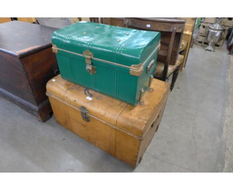 A tin steamer trunk and one other