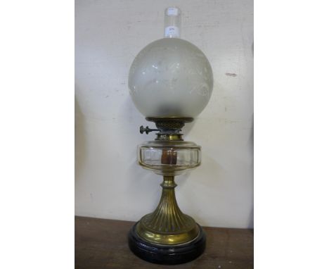 A Victorian brass oil lamp 