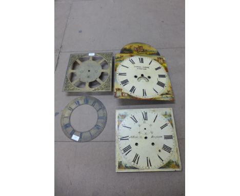 Three longcase clock dials 