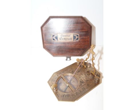 Brass Sundial compass cox London boxed 