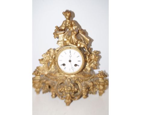 French Ormolu clock circa 1860 with key Height 31 cm