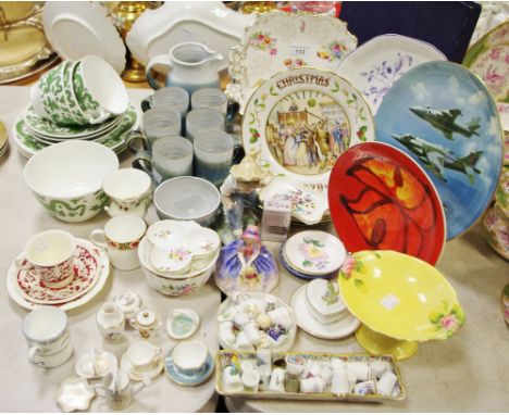 Decorative ceramics - Royal Doulton figure, Monica HN1467; Coalport Green Dragon oversize teacups, saucers and tea plates; Po