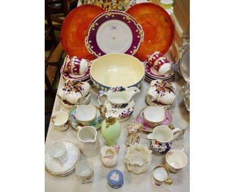 Decorative ceramics - Belleek; Spode; a Helena Wolfshen cabinet cup and saucer, another; Wedgwood; a pair of Schneider 'lava'