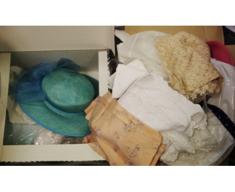 Textiles &amp; Fashion - embroidered linen; tutu; ladies hats; etc qty 