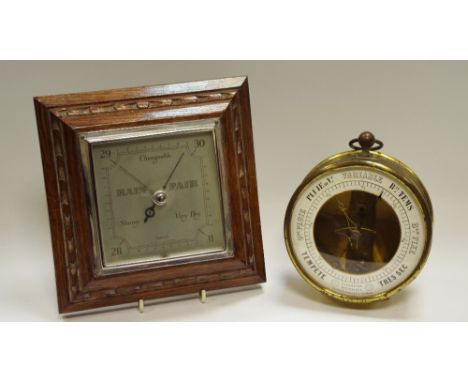 A French Bourdon Barometre Metallique barometer; a Smith's wall barometer, wooden mount (2)