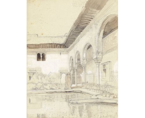 John Frederick Lewis, RA, POWS (British, 1804-1876)Patio de los Arrayanes, Alhambra inscribed and dated 'Alhambra Oct 26' (lo