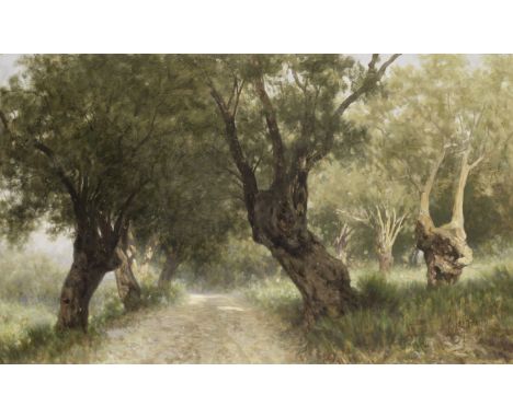 Francesco Lojacono (Italian, 1841-1915)Sunlit grove signed 'F. Lojacono' (lower right) oil on canvas60 x 99cm (23 5/8 x 39in)