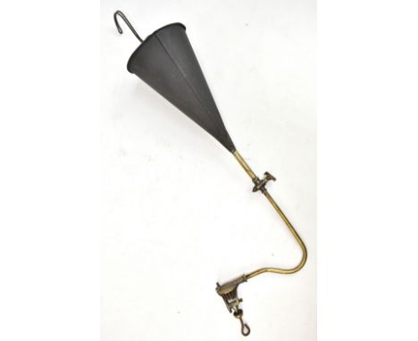 An open flame hanging lamp of a type used in some coal mines prior to the invention of safety lamps, length approx 67cm.Addit