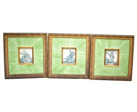 Three contemporary prints, each depicting monkeys in landscape surroundings, set with ornate gilt frame, average size of prin