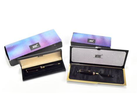 MONTBLANC; a fountain and propelling pencil set, the fountain pen with 14K nib fitted in original leather box with instructio