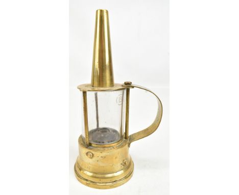 WILLIAM TEALE OF MANCHESTER; a rare brass house lamp, No.71, height 20.5cm.Additional InformationDents, tarnish and pitting t