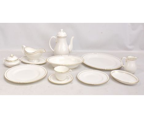 ROYAL WORCESTER; a Contessa pattern dinner service, to include teapot, bread plates, twin handled lidded sugar bowl etc.Addit