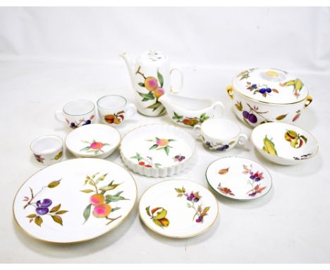 ROYAL WORCESTER; an 'Evesham' dinner service including terrines, dinner plates, side plates, saucers, dishes, tea cups, sauce