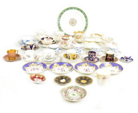 A collection of 19th century and later assorted tableware including cups, saucers, and plate, various factories including Wed