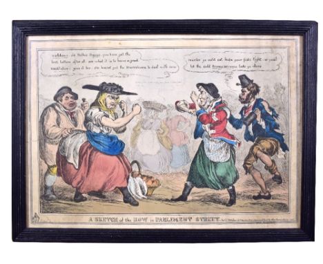 AFTER WILLIAM HEATH; a coloured engraving, 'A Sketch of the Brow in Parliament Street', published by Mclean, 26 Haymarket, 25
