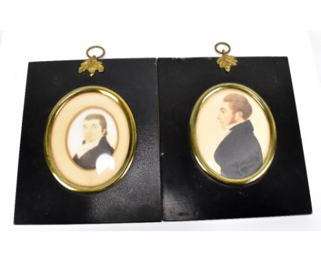 Two early 19th century portrait miniatures depicting James and Robert Campbell of Bridge End, Greenock, both identified with 