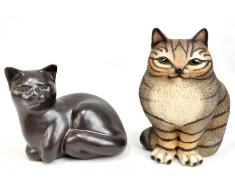 A Nichols Moorside Design ceramic model cat, 10 x 11cm, and a further Harvey Knox example with printed manufacturer's mark an