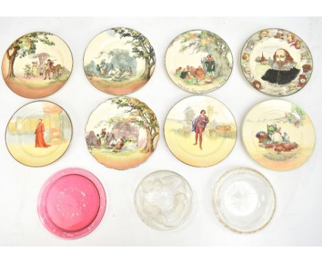 ROYAL DOULTON; eight collectors' plates including 'Under the Greenwood Tree', 'Shakespeare', Romeo' and 'Wolsey' with further