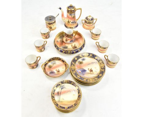 NORITAKE; a hand painted 24 piece coffee and table service decorated in a desert scene pattern.Additional InformationGeneral 
