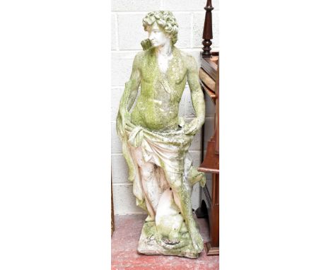 A reconstituted figure of Eros with bow and arrow beside a seated dog, height 140cm.Additional InformationArea of loss, but t