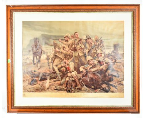 AFTER CATON WOODVILLE; a coloured print 'All that was left of them', scene depicting C Squadron of the 17th Lancers at Modder