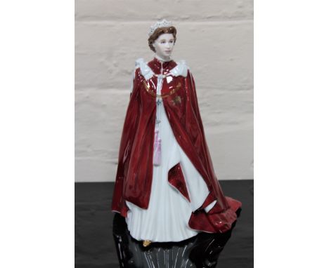 A Royal Worcester china figurine : Her Majesty Queen Elizabeth II (80'th Birthday  Edition), height 23 cm. 