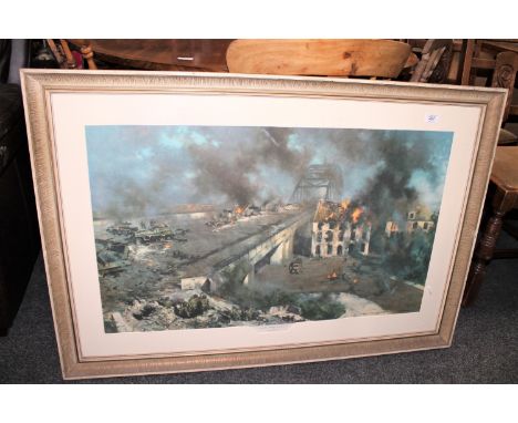 A framed David Shepherd print, The Bridge, Arnhem, The Second Day 