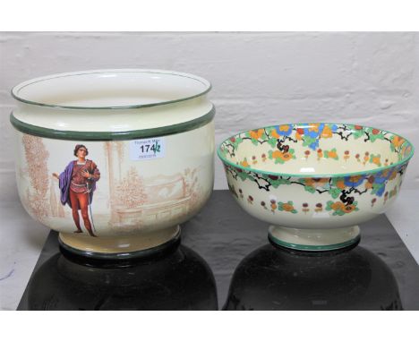 A Royal Doulton Series Ware planter : Romeo and Juliet, height 18 cm, together with a Royal Doulton fruit bowl, model D 4986,