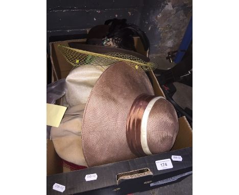 Box of vintage hats  