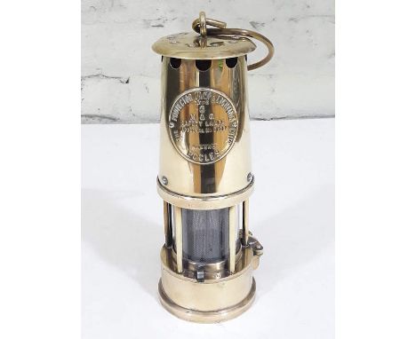An Eccles brass safety or pit lamp/miners lampCondition: no damage, minor dent to top rim, otherwise good, height 25cm.