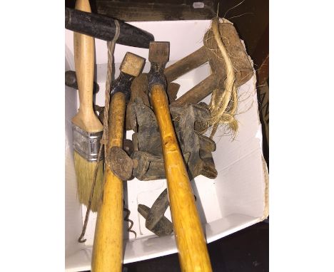 A box of misc tools to include clamps  