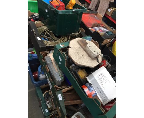 6 boxes of misc tools and garage items  