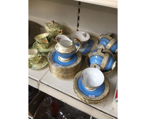 A set of 12 Copeland Spode tea service and an Art Deco teasetCondition: Copeland - 12 plates, 12 saucers,, 9 cups, 2 large pl