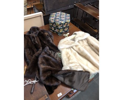 A cream mink jacket and other vintage furs.  Condition - jacket appears in good order and damage free, no unpleasant odour, n
