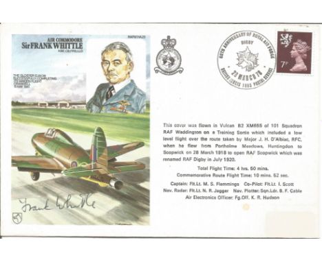 RAF, Sir Frank Whittle signed FDC commemorating the success of The Gloster E28/39 completing its maiden flight. Whittle was a