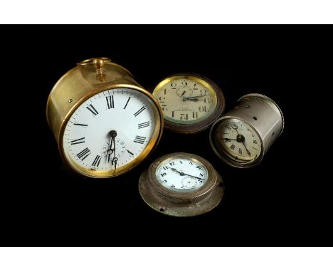 A Edges Motor Clock, 8 day duration, bulkhead mounting, together with a smaller flush mounted example, a brass barrel clock, 