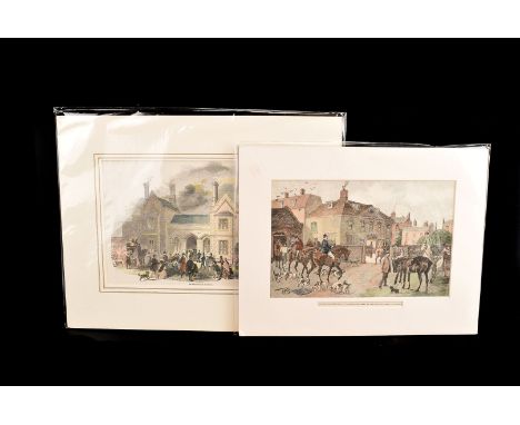 A collection of 19 century mounted engravings, approx 36 hand tinted engravings mounted on card and wrapped, mostly of histor