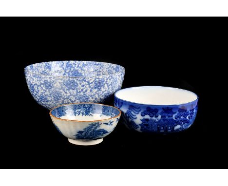 Three blue and white decorated ceramic bowls, the graduated bowls of different makers, comprising Royal Doulton Willow, Cjesc