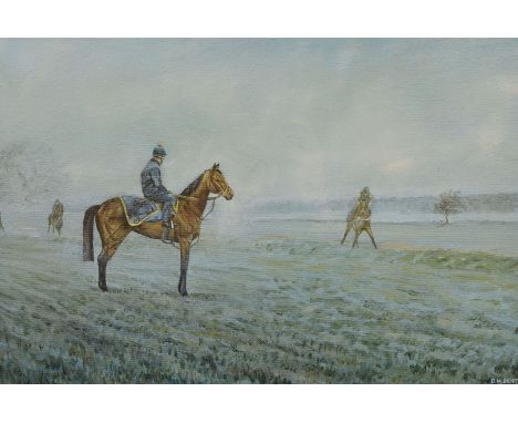 A set of four A.J Dent Limited Edition Equestrian prints, comprising 'Road Work: A Lambourn Morning', 'Lambourn Mist: Fulke W