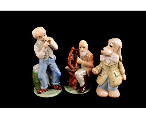 A pair of Irish porcelain figures, modelled by William Harper of "Phil the Fluter" and "The Bard of Armagh", together with a 