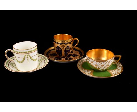 A collection of Cabinet cups and saucers, of various sizes and designs by Limoges, Rosethal, Crown Staffordshire, Wedgwood, a