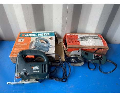 Black and Decker KS 633E 400w Jigaw and Bosch 1347 620w angle grinder.All tools are sold as seen and untested.  Please note t
