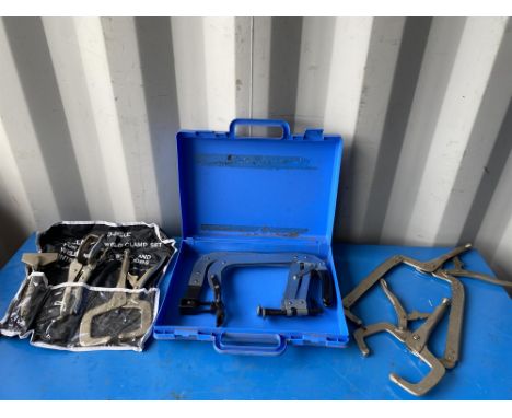 3 Piece C-Clamp and weld set, 7 x various clamps, 2 x 6 gear puller and 1 x 8 gear puller.All tools are sold as seen and unte