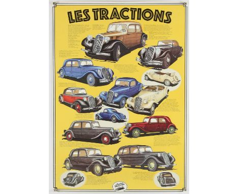 Automobila posters - Six posters, includes, The Morris Garages ltd, Jaguar cars, Les Tractions, Ferrari and Dunlop. All rolle