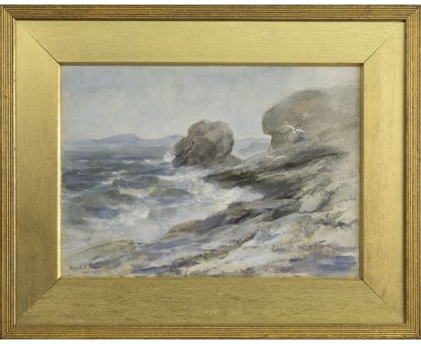 WILLIAM MARSHALL BROWN RSA RSW (SCOTTISH 1863 - 1936), ON THE SEA SHORE, ABERDOUR watercolour on paper, signed and dated 1890